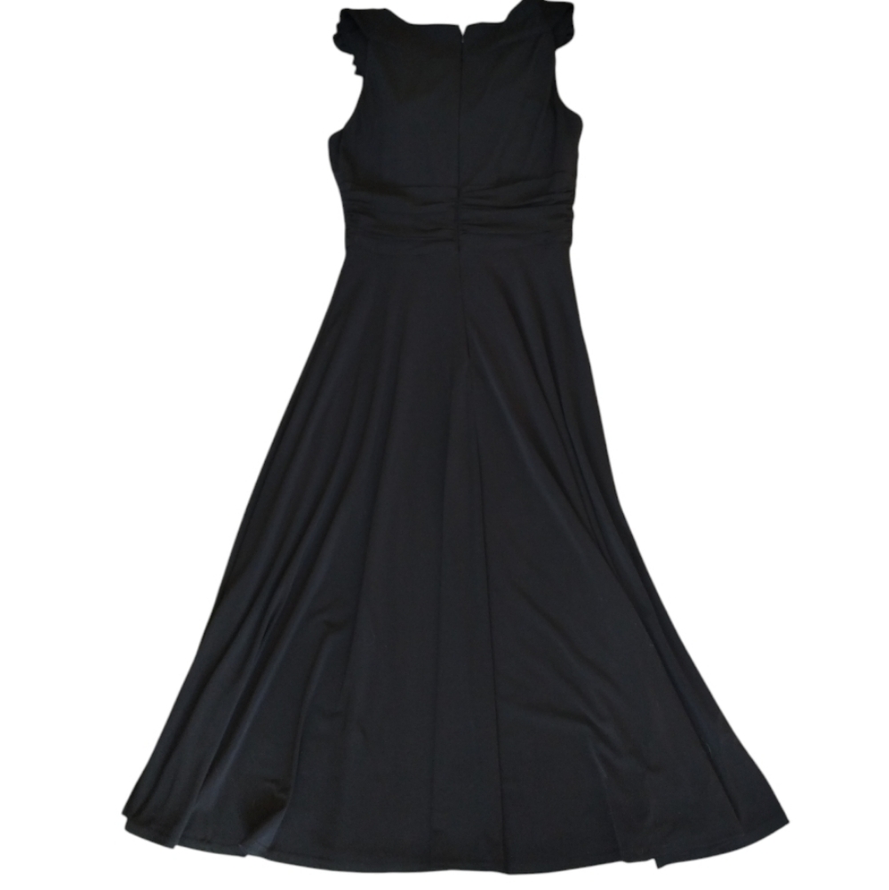 Jessica Howard Evenings Black Rosette Midi Dress Size 6 Women's Formal A-line - Picture 7 of 9